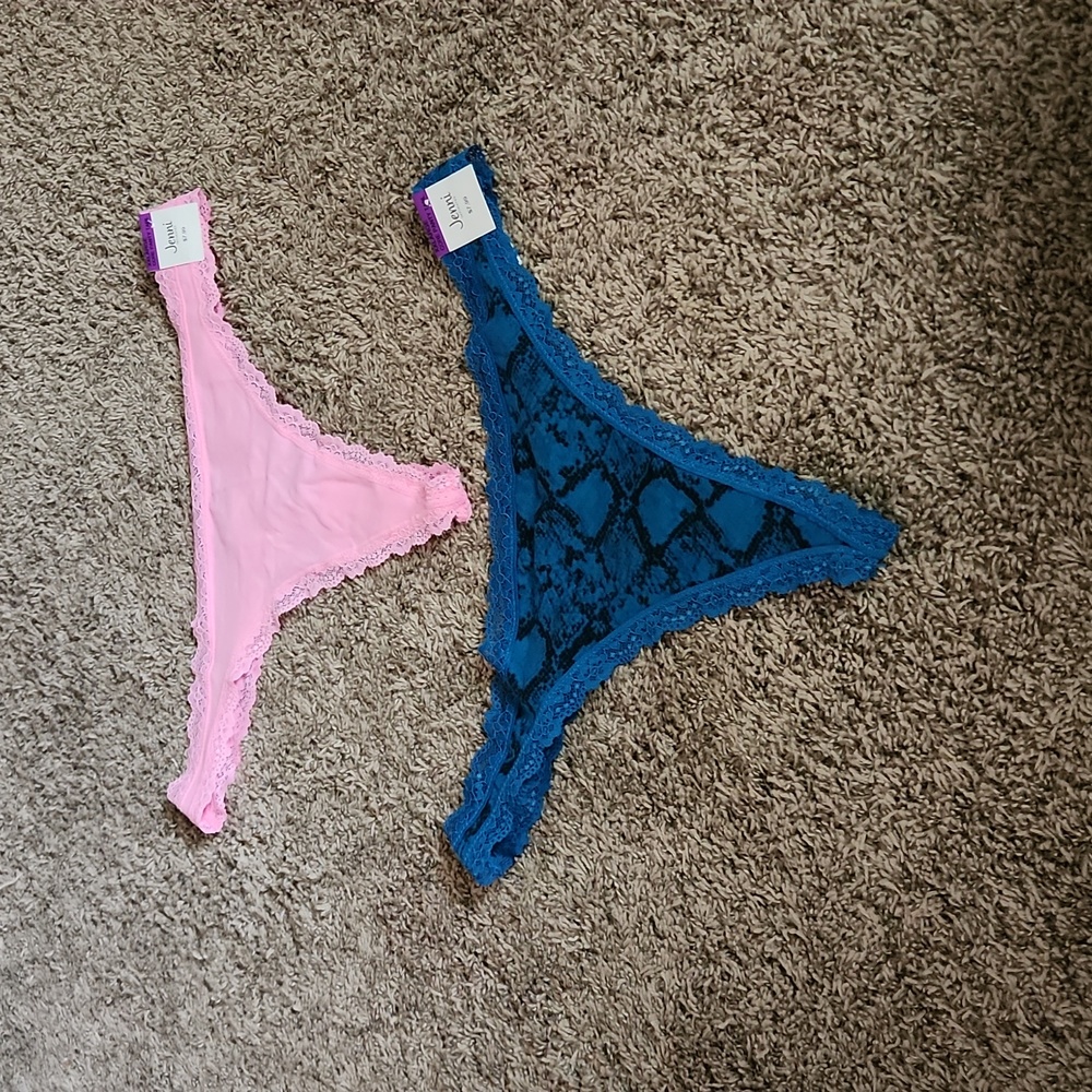 Jenni Intimates Cotton Thong Panties - 2 pair